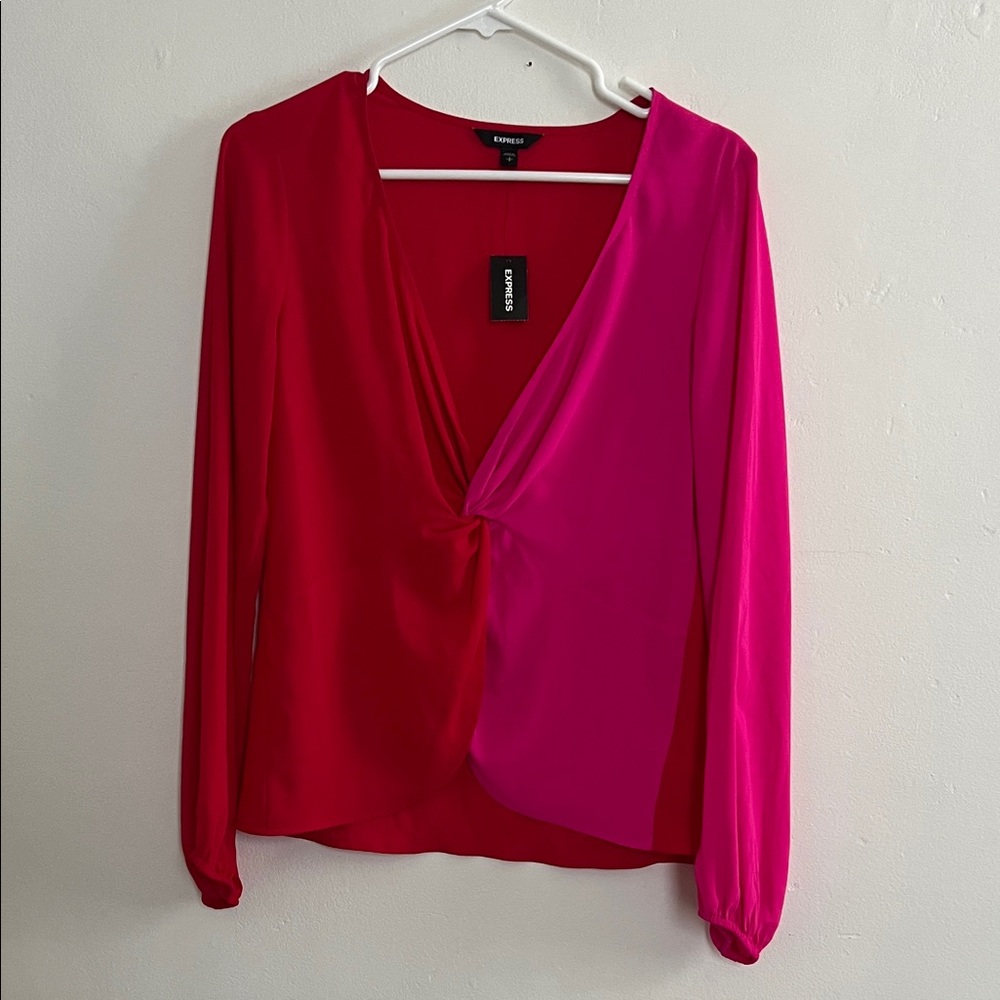 Express Two-Tone Red and Pink Blouse